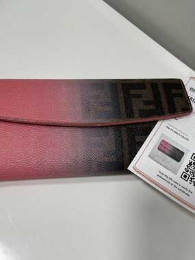 Rare Fendi pink ombré zucca clutch wallet